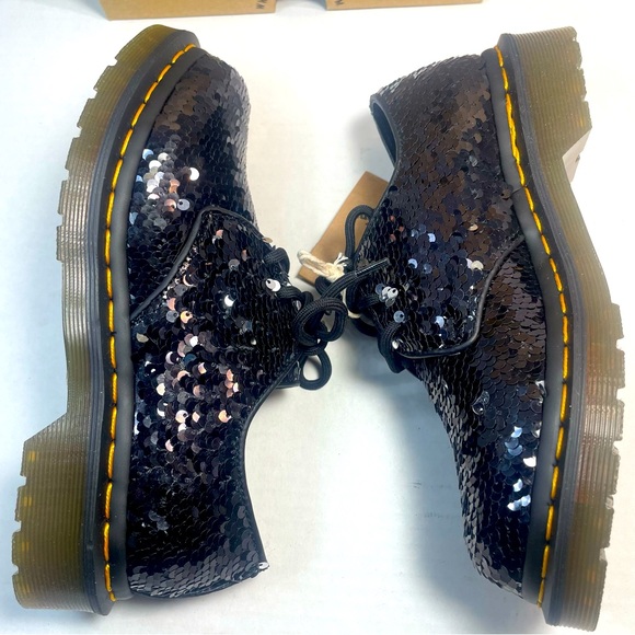 BNIB DR MARTENS 1461 SHIFTABLE SEQUINS LOAFER BLACK/SILVER UK 3 US 5 - Picture 6 of 16